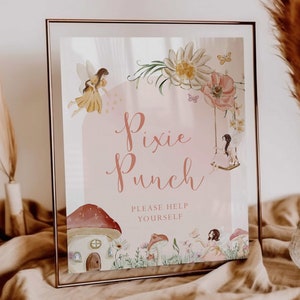 printable pixie punch sign // fairy baby shower sign, birthday party, magical, whimsical, instant download