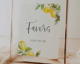 favors sign // lemon baby shower, lemons, citrus, lemon theme, printable baby shower sign, gender neutral