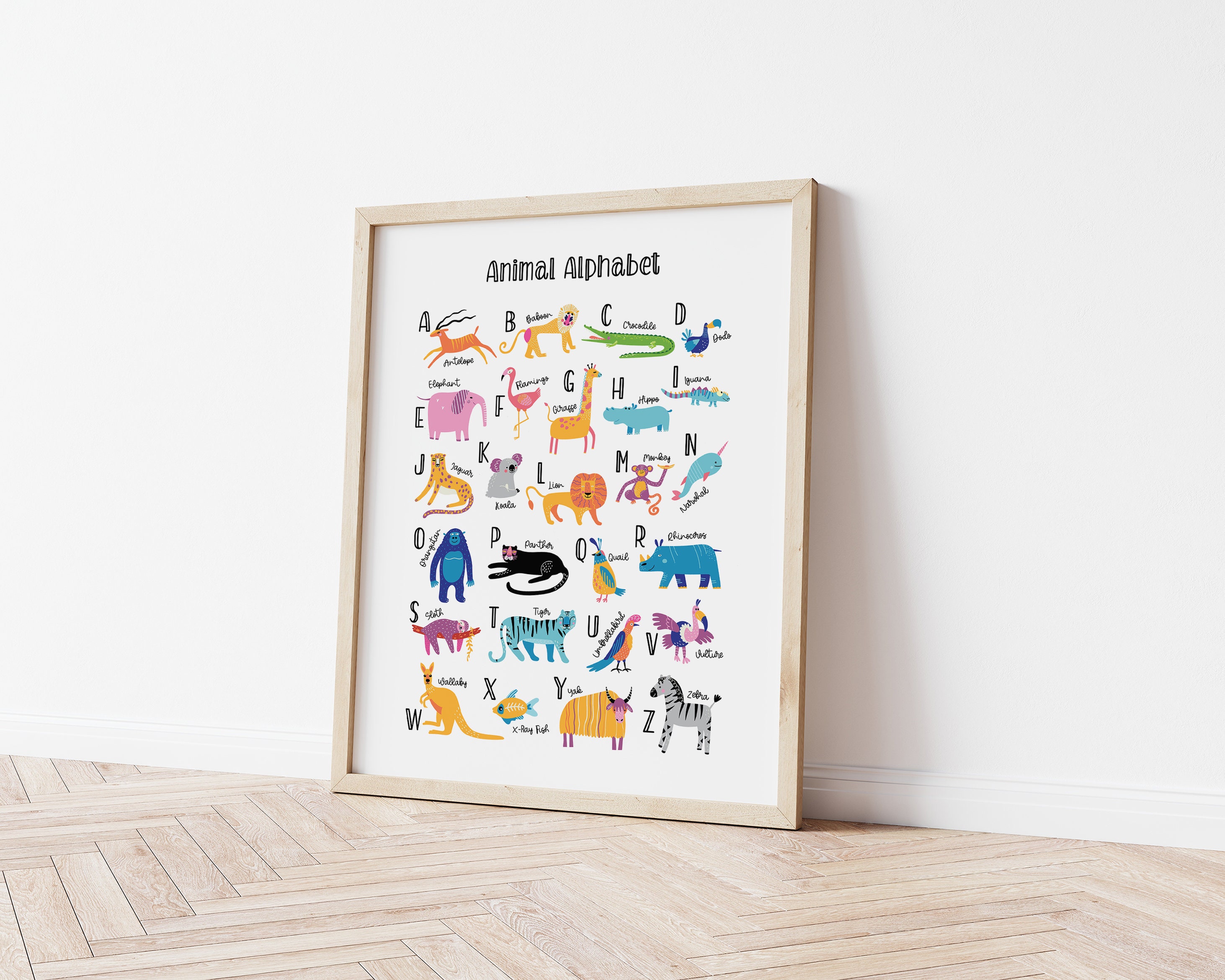 Alphabet Abc Animals Nursery Wall Print // Printable Kids Wall Art ...