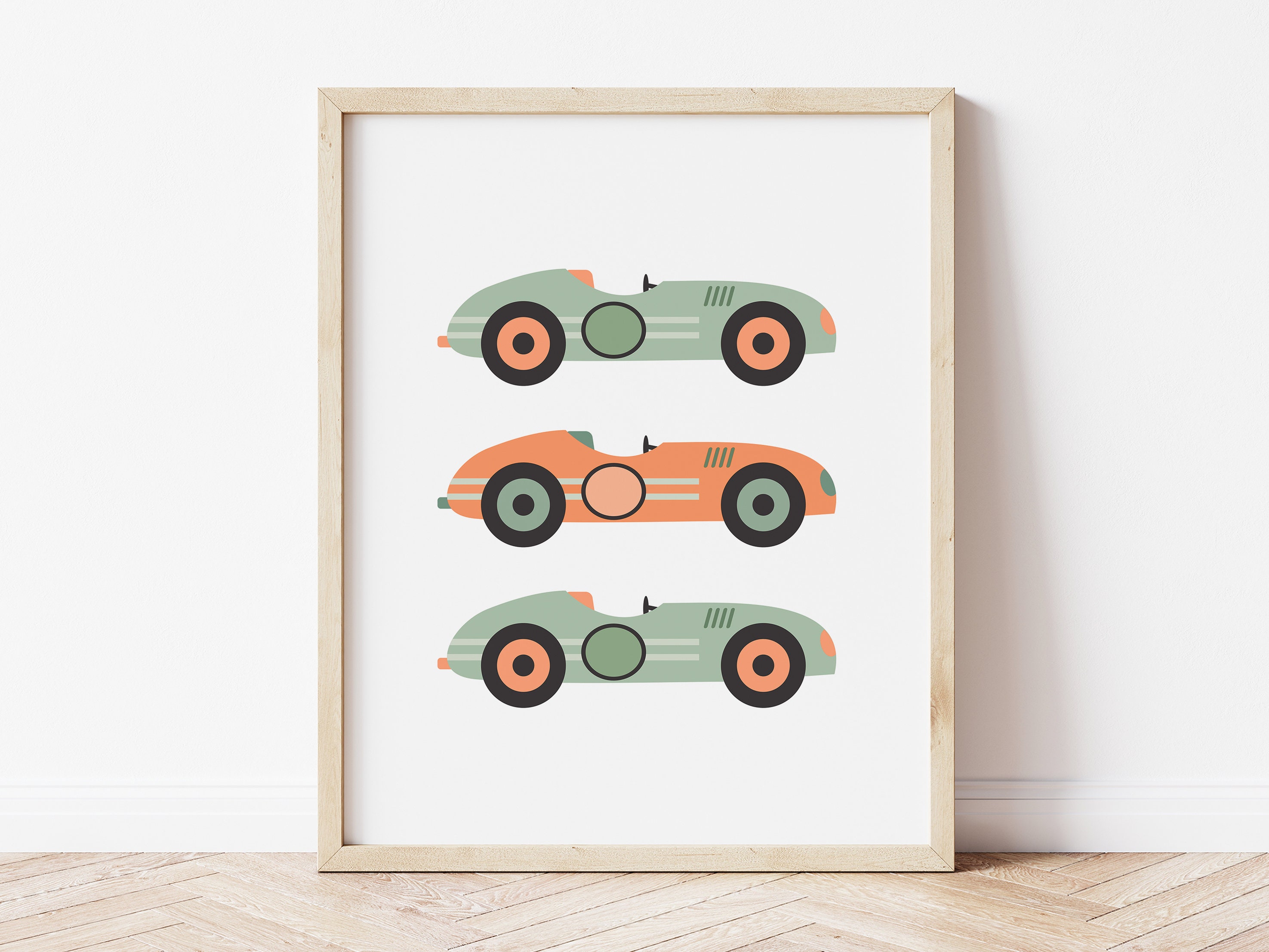 Vintage Race Cars Nursery Wall Print // Printable Kids Wall Etsy