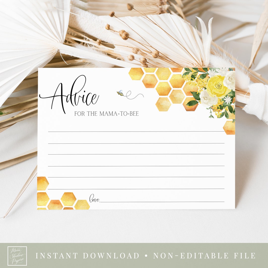 Advice for the Mama-to-bee Card // Bee Baby Shower, Bee Theme, Baby Bee ...