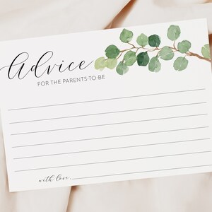Beratung für die Eltern-zu-sein-Karte / / Eukalyptus, Aquarell grün, geschlechtsneutral, grün floral, Boho Boho, druckbare Spiel