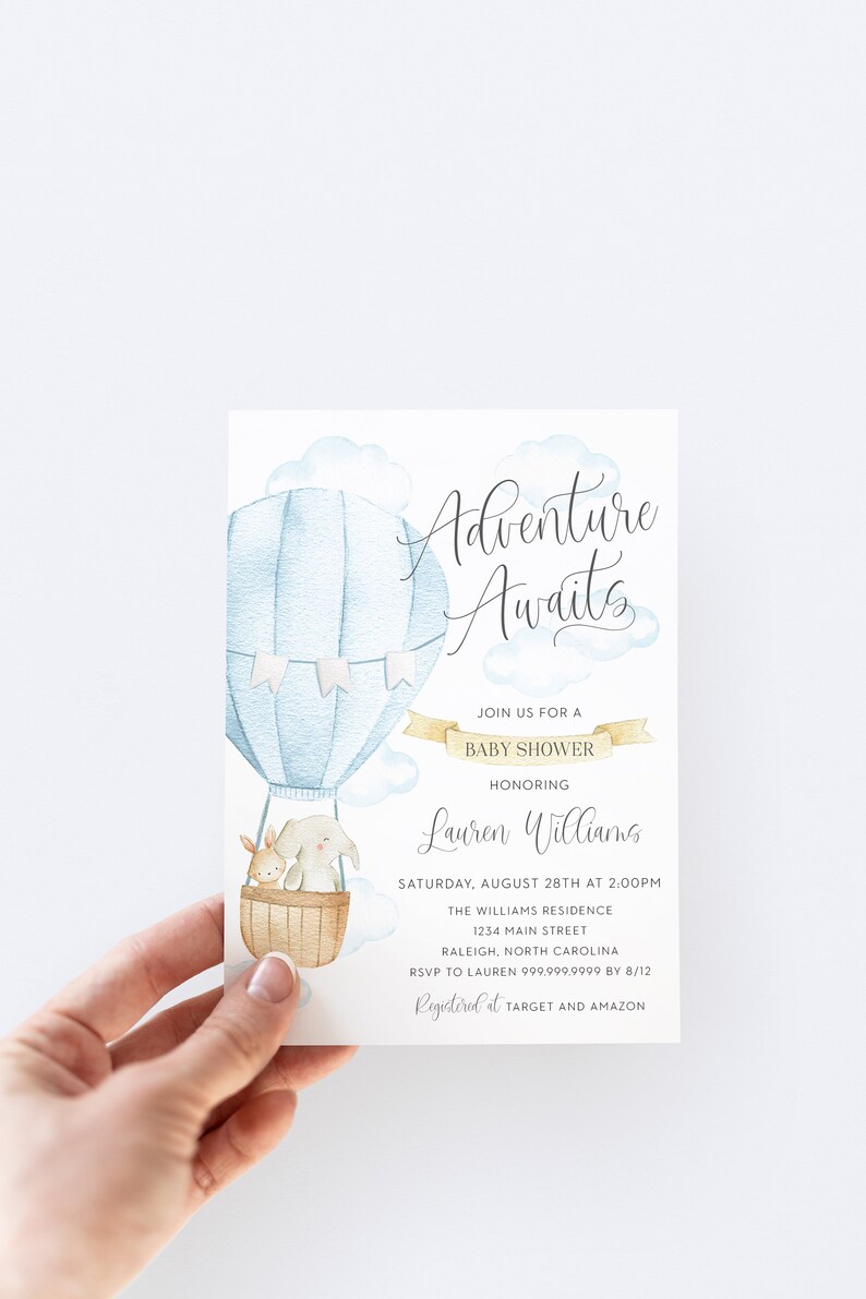Hot Air Balloon Baby Shower Invitation // Hot Air Balloon Baby Etsy