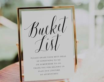 bucket list sign // wedding sign, bridal shower, wedding reception, printable sign