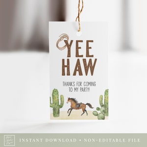 cowboy birthday favor tags // cowboy birthday, western party, desert western theme, boy birthday, printable favor tags