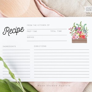bloemenplanter receptenkaart//afdrukbare receptkaart, receptkaarten, bruidsdouche, huwelijksdouche, bloemen
