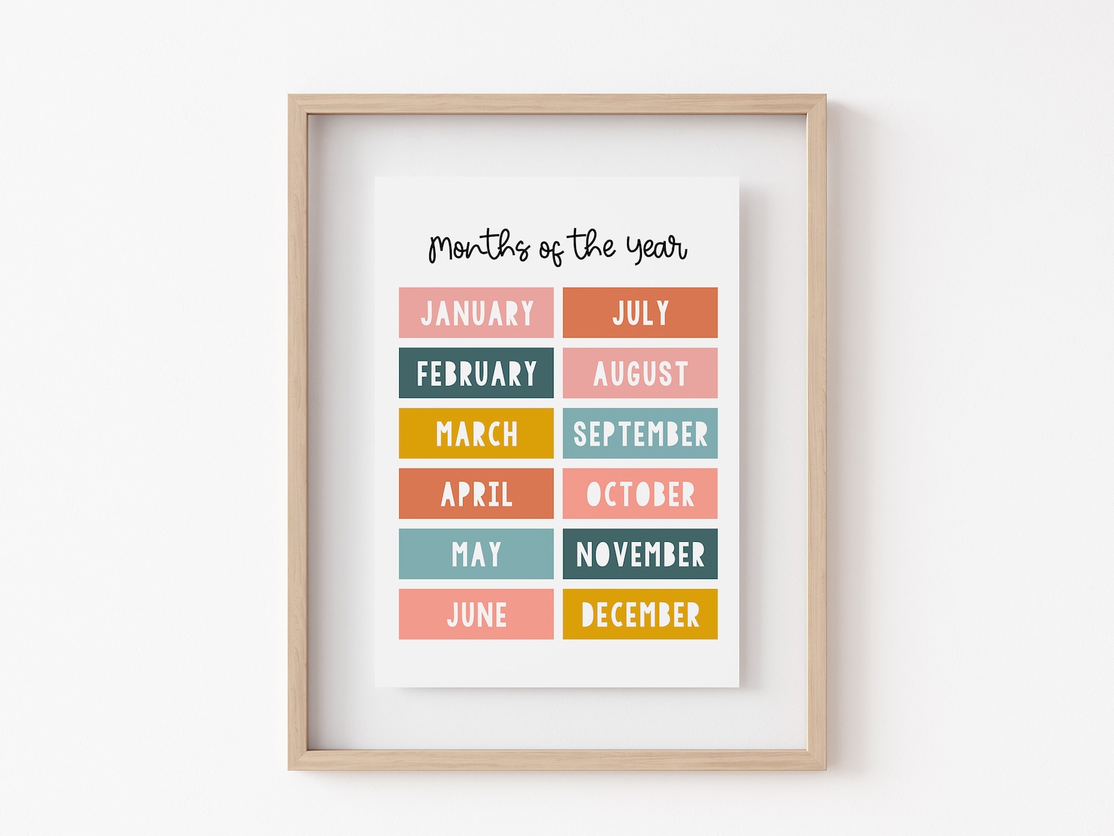 Months of the Year Printable Poster // Printable Kids Wall Art, Nursery ...