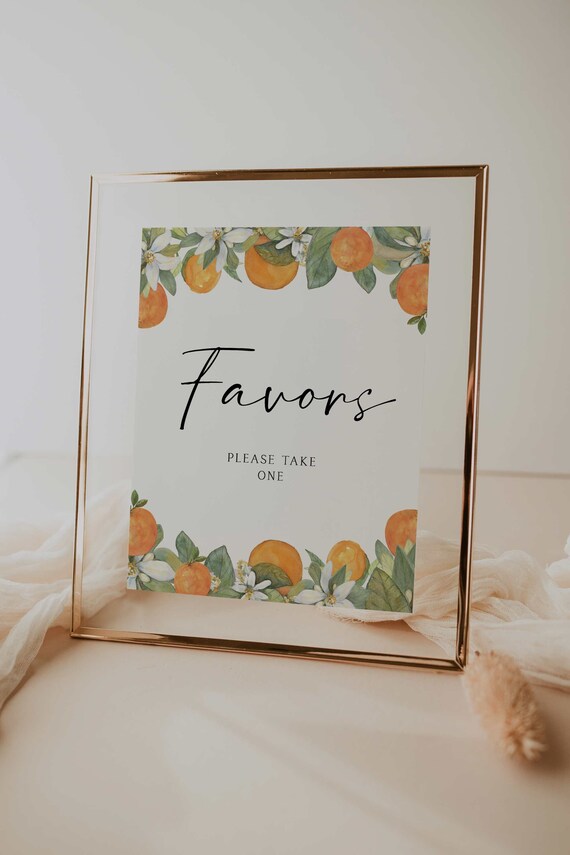 favors sign // orange baby shower, citrus, cutie, gender neutral, baby shower sign, bridal shower, printable sign
