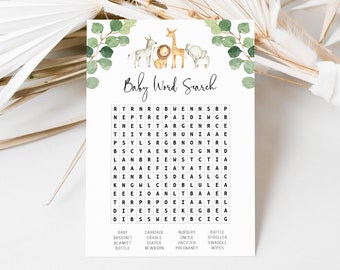 baby word search jungle baby shower jungle animals etsy