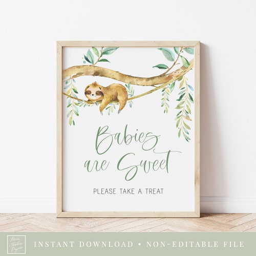 Printable Welcome Sign // Sloth Baby Shower Sloth Theme | Etsy