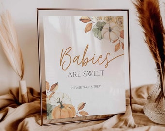 printable babies are sweet sign // fall baby shower, pumpkin, fall floral, gender neutral, printable baby shower sign