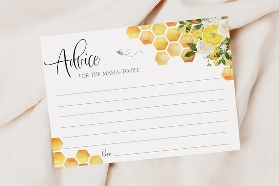 Advice for the mama-to-bee card // bee baby shower bee theme | Etsy