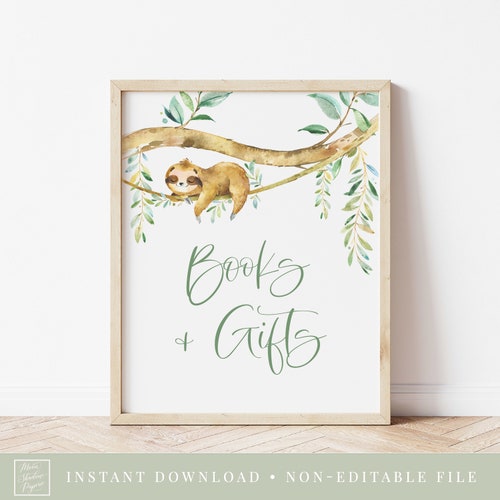 Printable Sloth Themed Baby Shower Table Signs SIX Signs | Etsy