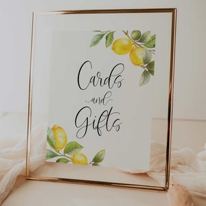 cards and gifts sign // lemon baby shower, lemons, citrus, lemon theme, printable baby shower sign, gender neutral