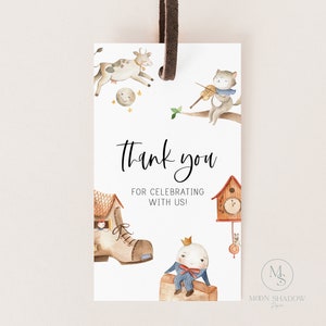 etiqueta de favor de baby shower imprimible // baby shower de rima de guardería, género neutro, madre ganso, etiquetas de favor imprimibles