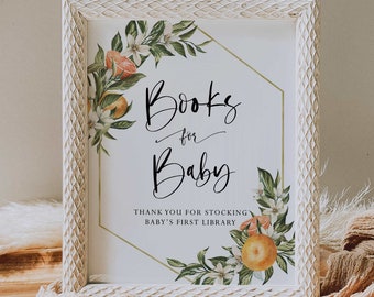 książki do druku dla znaku dla dziecka // cytrusowy baby shower, cytrusowy, pomarańczowy, słodki, znak baby shower, neutralny pod względem płci, drukowany znak na wieczór panieński