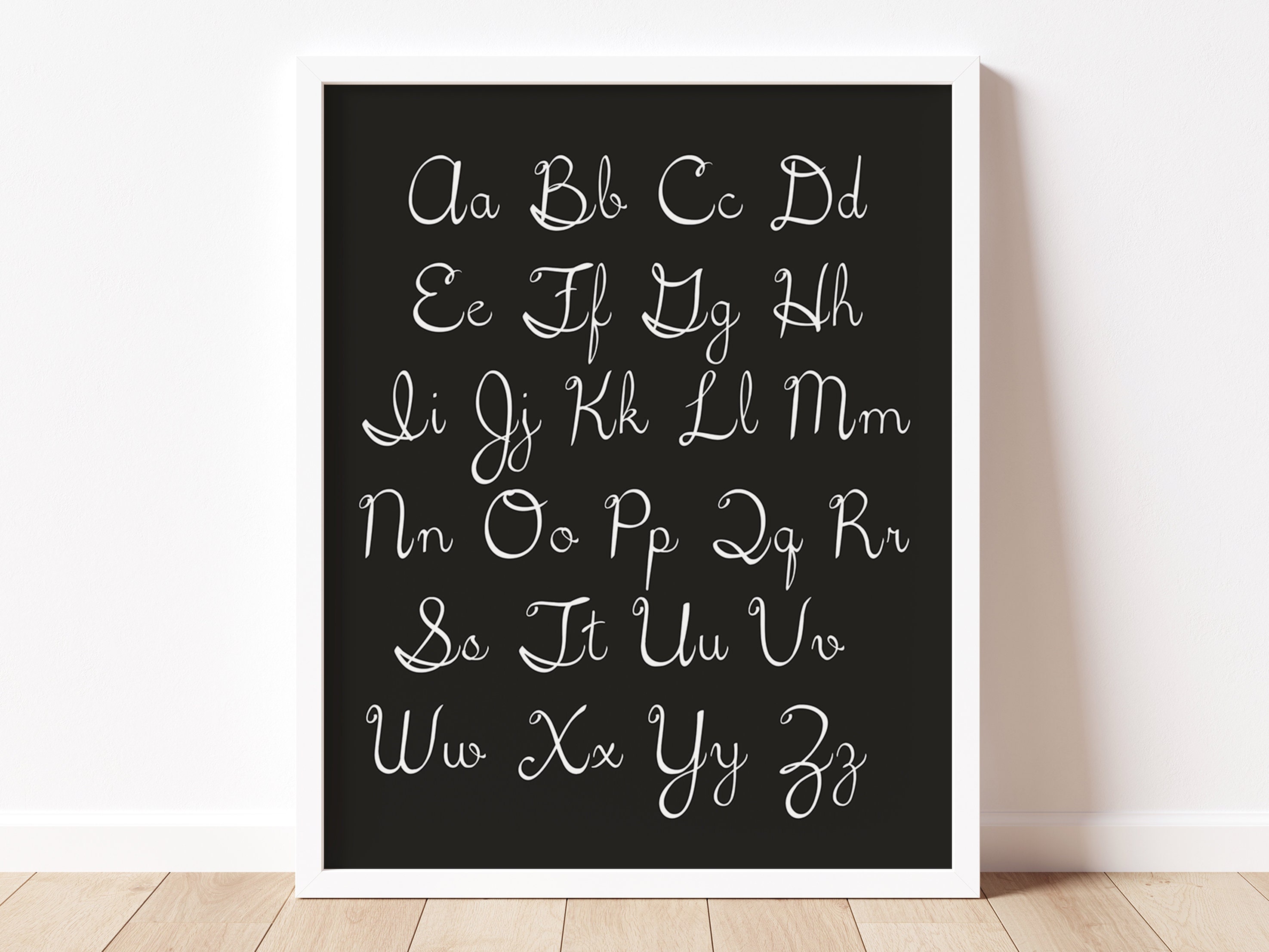 Cursive alphabet chalkboard wall print // printable kids wall Etsy