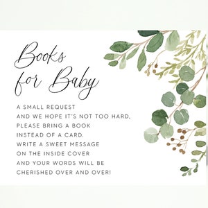 livres pour carte bébé // douche de bébé de verdure botanique, neutre en matière de sexe, verdure à l’aquarelle, boho boho, douche de bébé