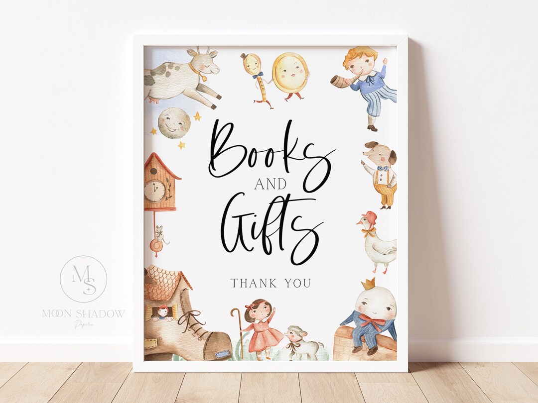 Books and Gifts Table Sign // Nursery Rhyme Baby Shower - Etsy