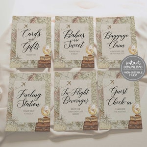 pacchetto stampabile per baby shower // baby shower, viaggio, oh i luoghi, pacchetto di segni, pacchetto, download istantaneo