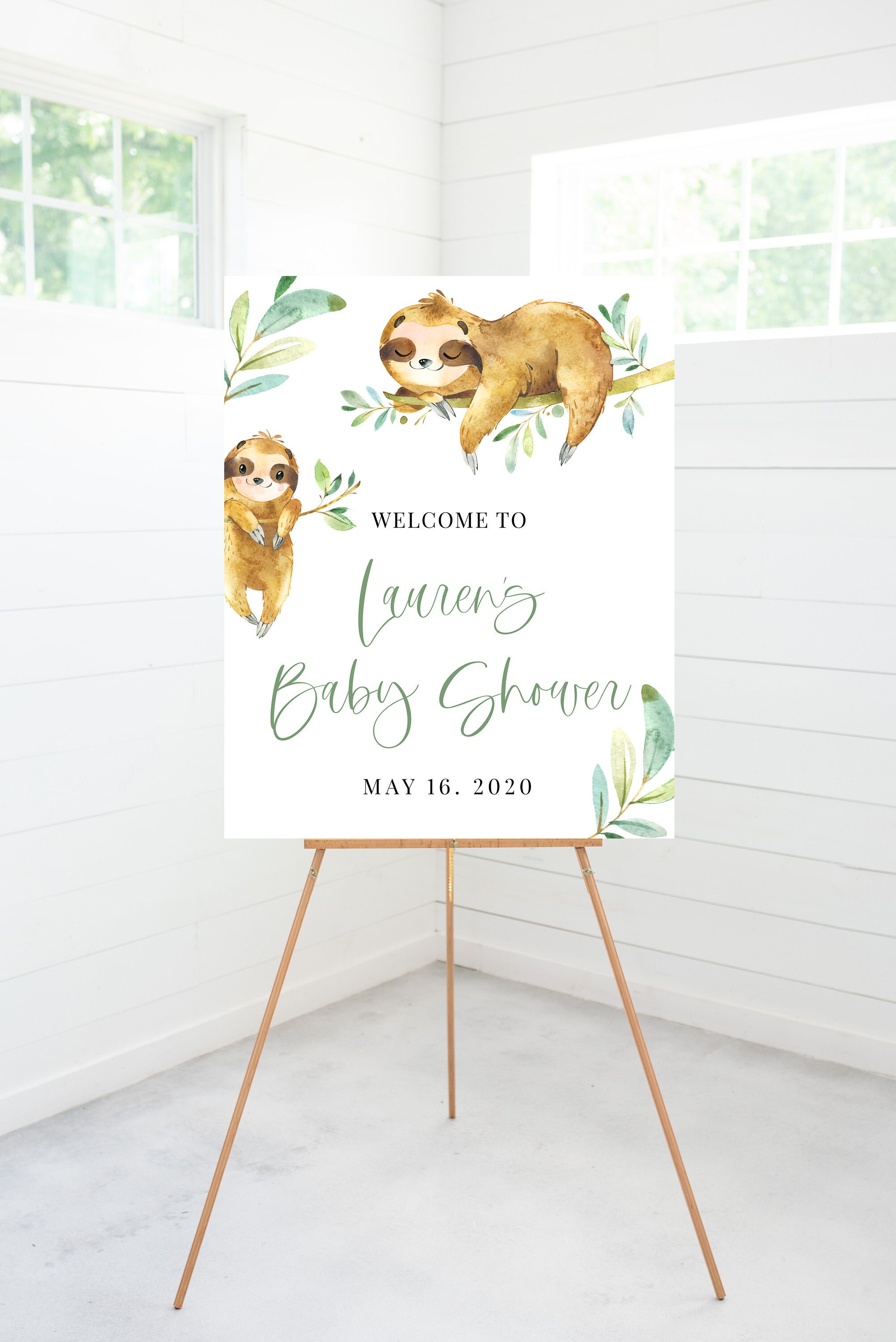 Printable welcome sign // sloth baby shower sloth theme | Etsy