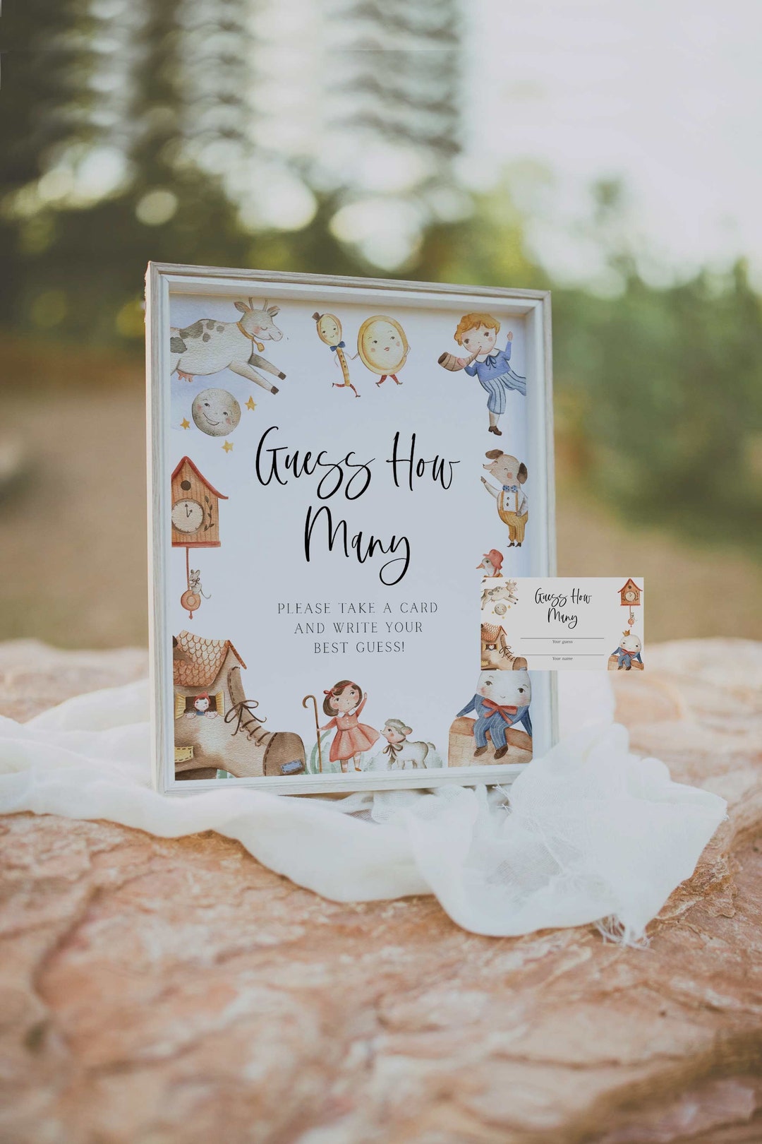 Guess How Many Game Sign // Nursery Rhyme Baby Shower, Gender Neutral ...