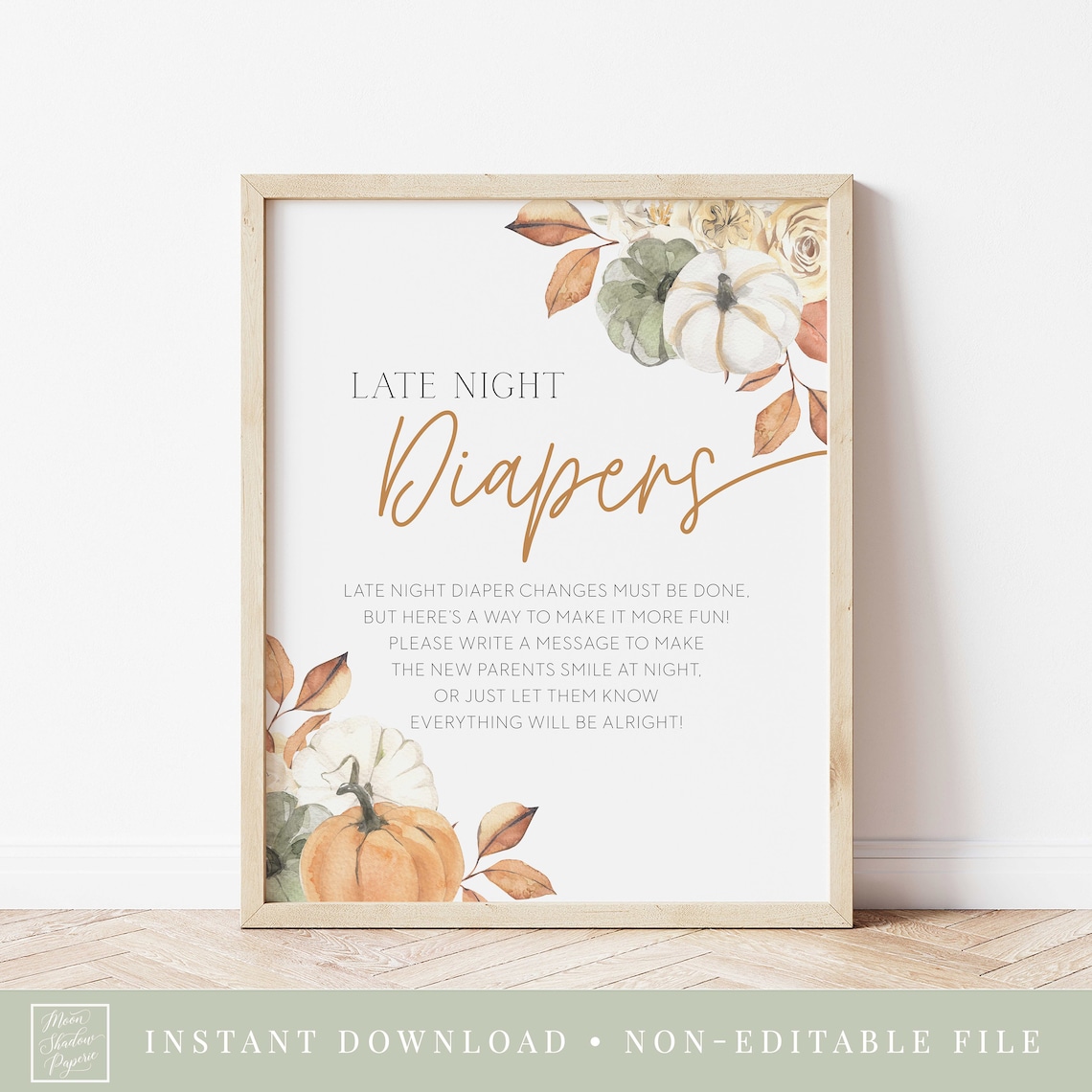 Printable Late Night Diapers Sign // Fall Baby Shower | Etsy