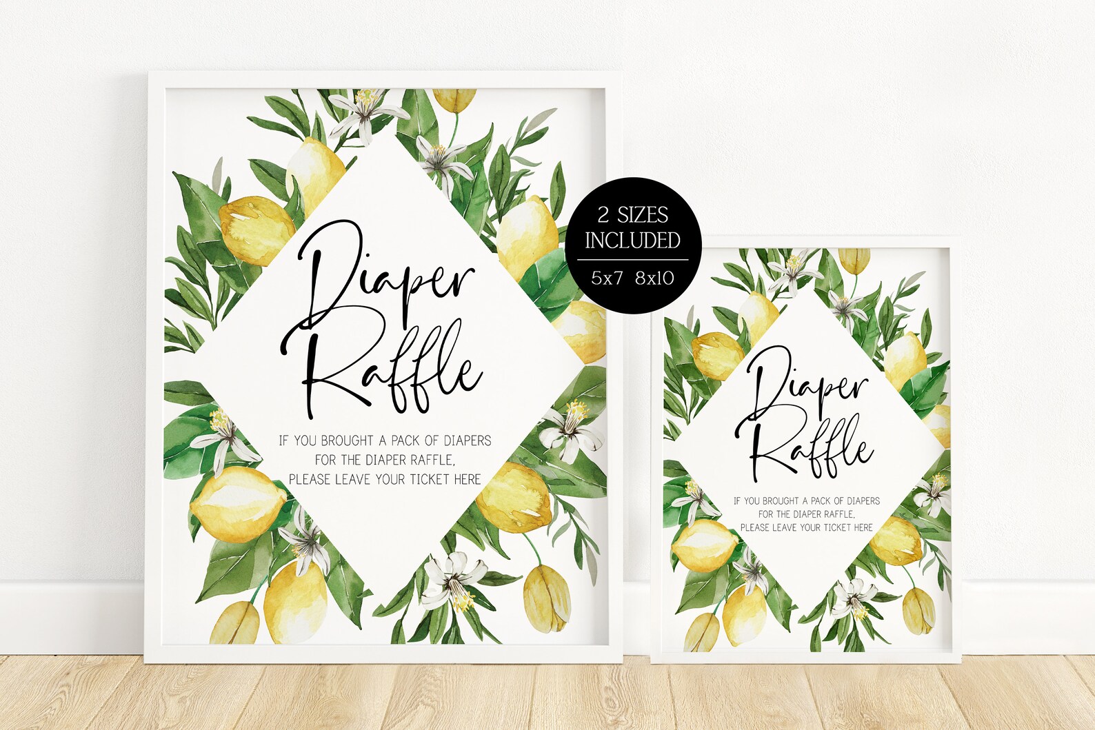 Diaper raffle sign // lemon baby shower lemons citrus lemon Etsy