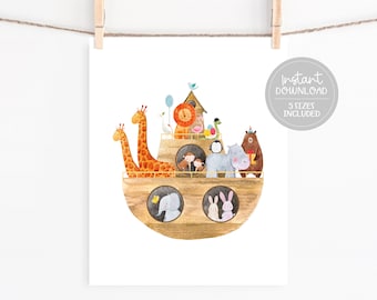 ark animals nursery wall art print // printable kids wall art, wall print, wall decor, nursery, childrens room, printable sign