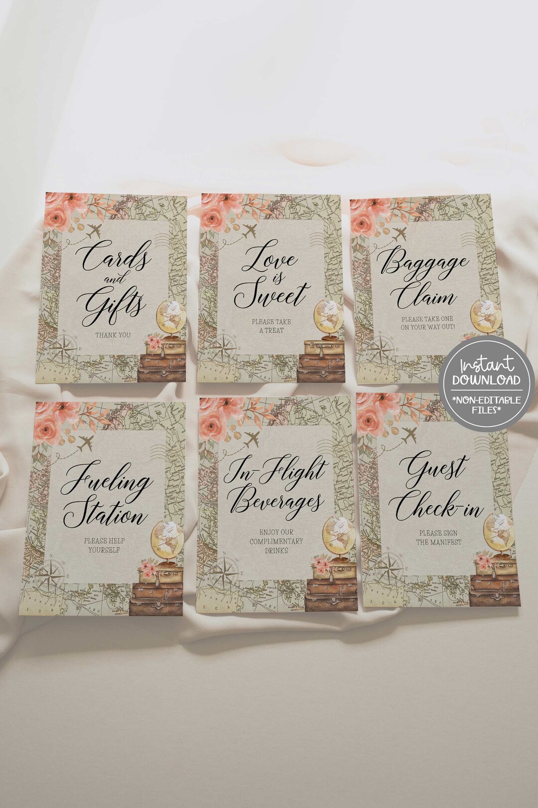 Printable Bridal Shower Signs Bundle // Bridal Shower, Wedding, Travel ...