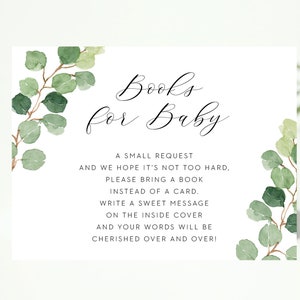 livres pour carte bébé // douche de bébé eucalyptus, verdure aquarelle, neutre en genre, floral vert, boho, douche de bébé
