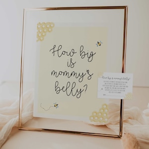 quão grande é o cartão de jogo e a placa da barriga da mamãe // tema do chá de bebê da abelha, abelhas em aquarela, gênero neutro, placa do chá de bebê