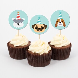 Hunde Geburtstagsparty 2,5&quot; Cupcake Toppers // Hundegeburtstagsparty, Welpenparty, printable Cupcake Toppers