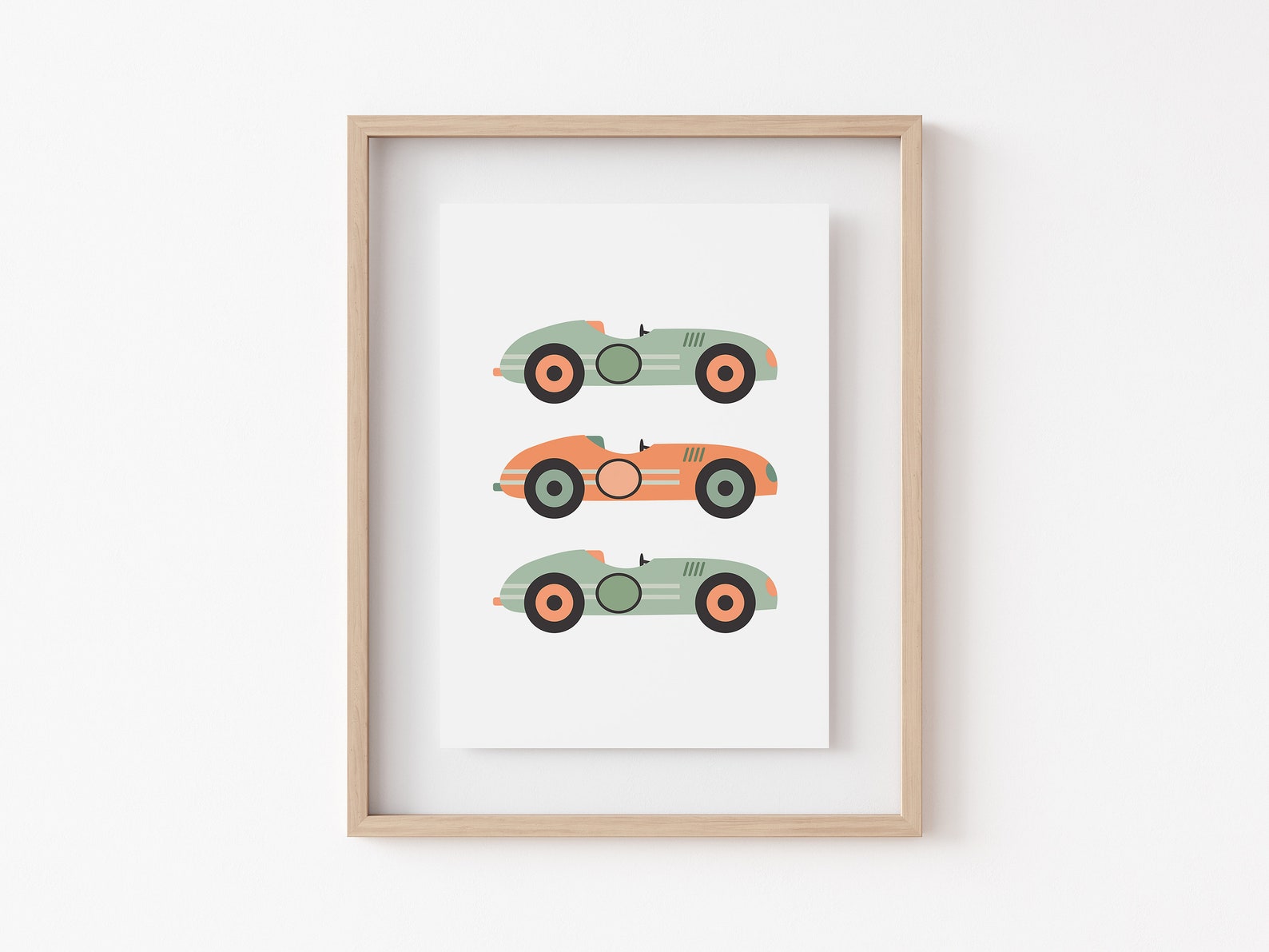 Vintage Race Cars Nursery Wall Print // Printable Kids Wall Etsy