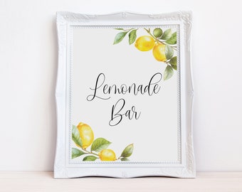 Lemonade Bar Schild / Zitronen Brautparty, Babyparty, Zitronen, Zitrus, Zitronenmotiv, druckbares Brautschild
