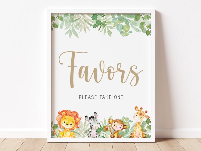 jungle baby shower sign baby boy jungle theme watercolor greenery favors baby shower sign jungle safari animals