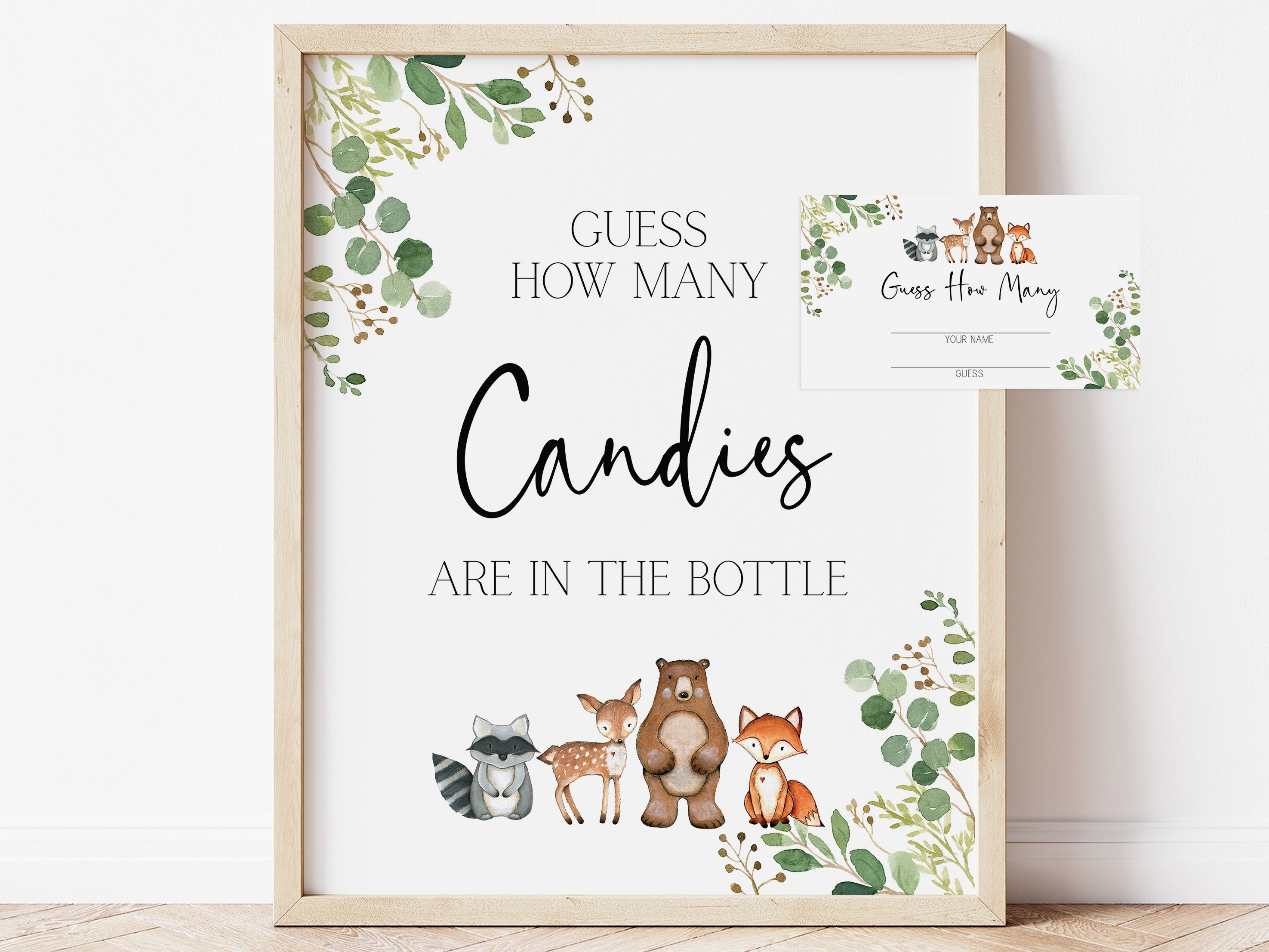 Guess how many candies are in the bottle // woodland baby | Etsy