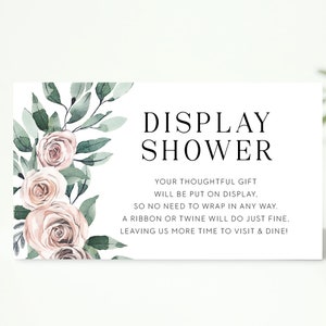 tarjeta de ducha de exhibición // ducha de bebé floral, acuarela floral, niña, rosa floral, rosas, boho, ducha nupcial, tarjeta imprimible