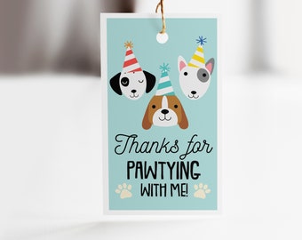 hond verjaardagsfeestje gunst tags//hond thema, puppy pawty, feestvarken, gunsten, afdrukbare tags