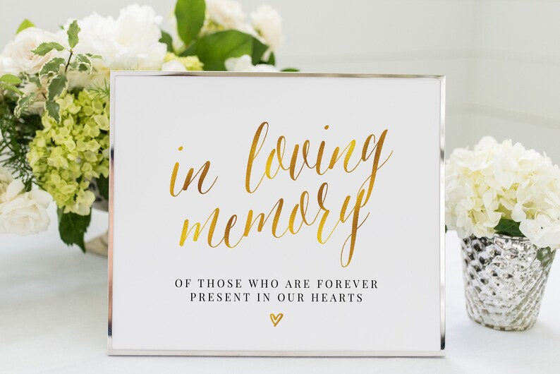 Wedding Reception Memorial Sign Printable Sign Bridal Shower Gold Foil In Loving Memory Sign Wedding Sign Banners Signs Party Decor
