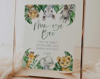 mom-osa bar sign // jungle baby shower, jungle animals, safari, greenery, printable baby shower sign