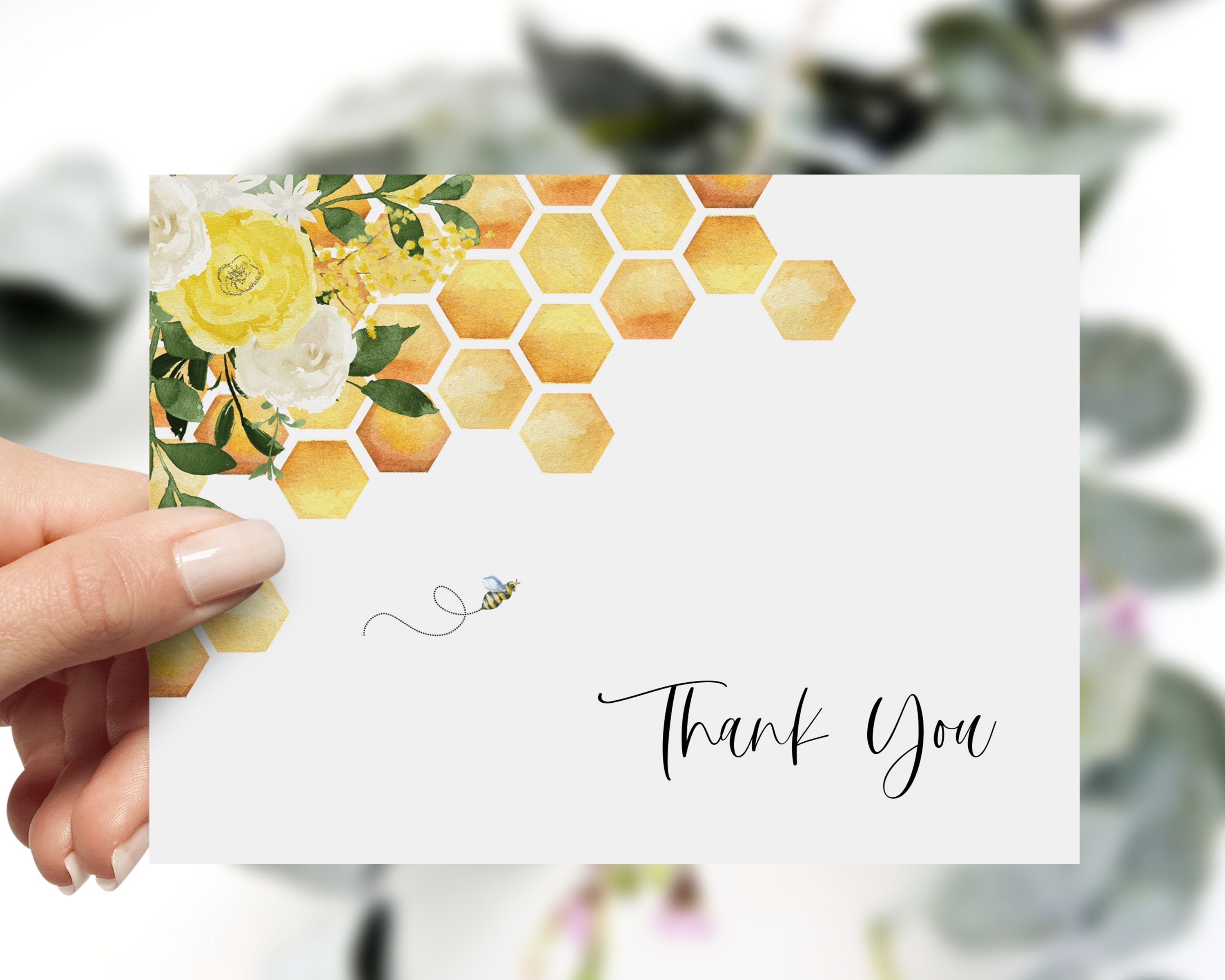 Printable Flat A2 Size Thank You Card Bee Thank You Card Etsy