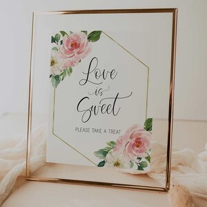 love is sweet sign // blush pink floral, bridal shower, wedding shower, printable bridal shower sign