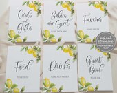 printable lemon baby shower signs bundle // baby shower, sign bundle, package, instant download