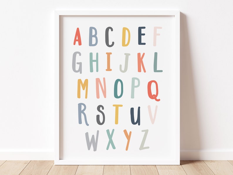Alphabet abc wall print // printable kids wall art wall | Etsy