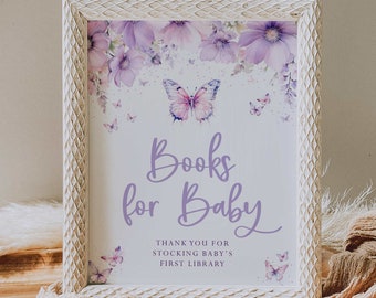 książki do druku dla dzieci znak // kwiatowy motyl lawendowy, znak baby shower, przyjęcie urodzinowe, wieczór panieński, natychmiastowe pobieranie