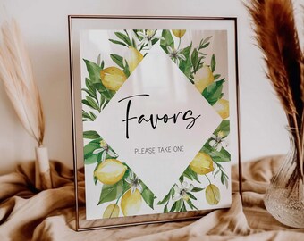 favors sign // lemon baby shower, lemons, citrus, lemon theme, gender neutral, bridal shower, printable baby shower sign