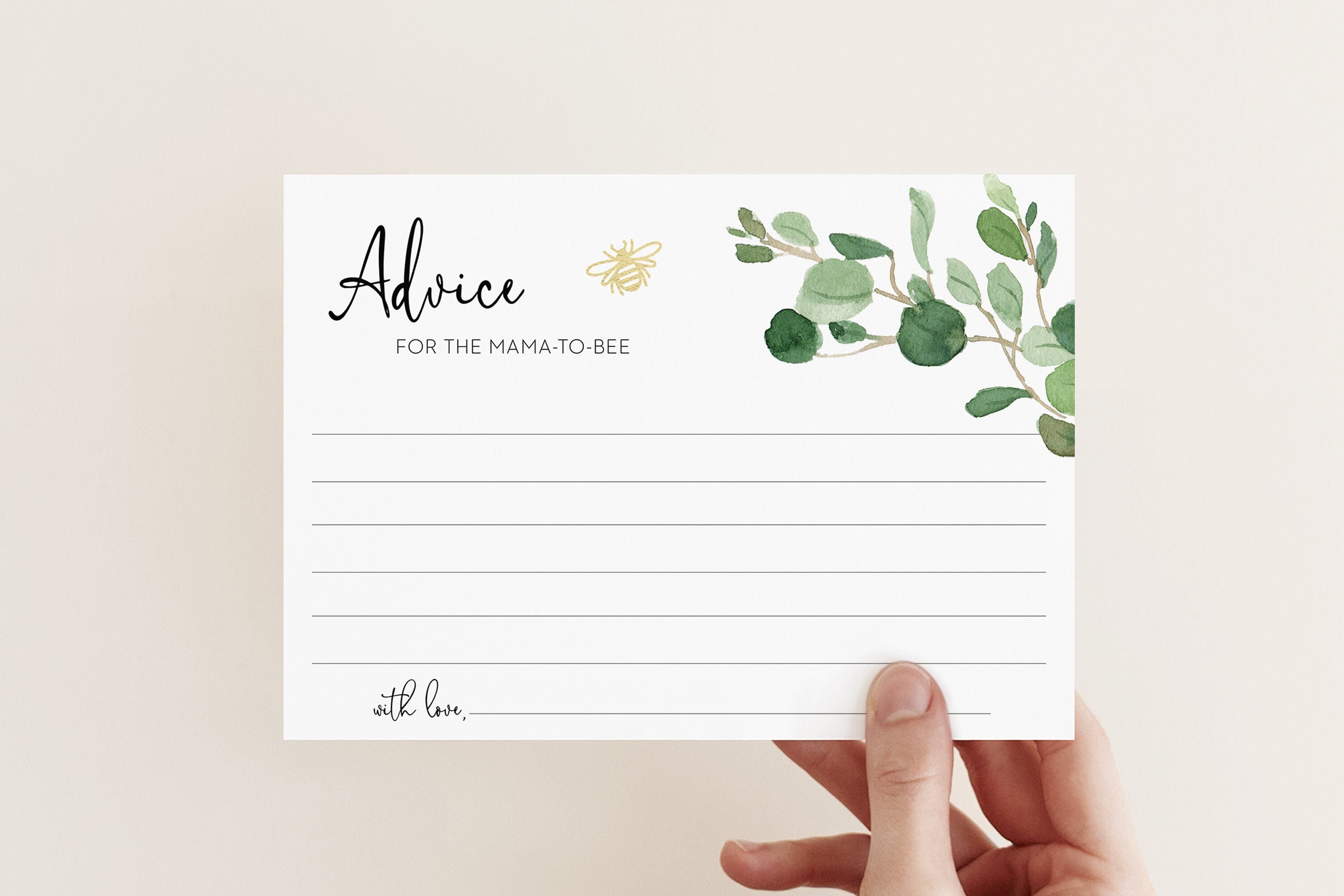 Advice for the mama-to-be card // bee baby shower eucalyptus | Etsy