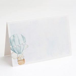 cartões de etiqueta de comida diy, barraca de mesa, cartões de lugar // tema de chá de bebê de balão de ar quente azul