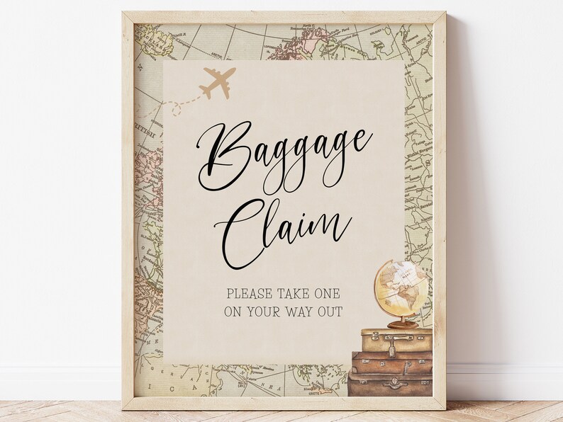 Baggage Claim Favors Sign Travel Baby Shower Luggage Etsy